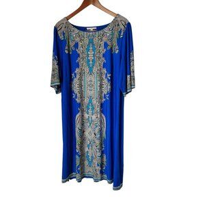 Women's Plus Studio One 3X Blue Design Dress Summer Spring Office